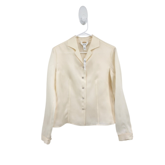 Talbots Vintage Women's 100% Silk Button Front Long Sleeves Blouse - 6 - Picture 1 of 9